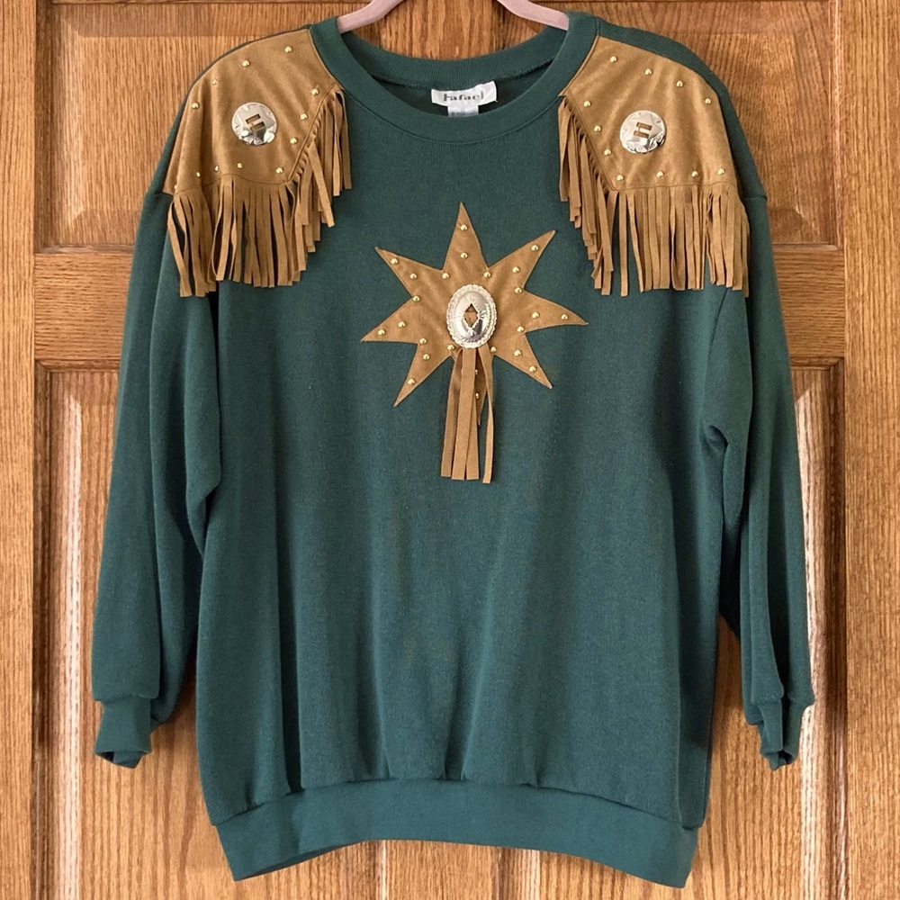 Rafael Green & "Western Fringe" Casual Sweatshirt XL